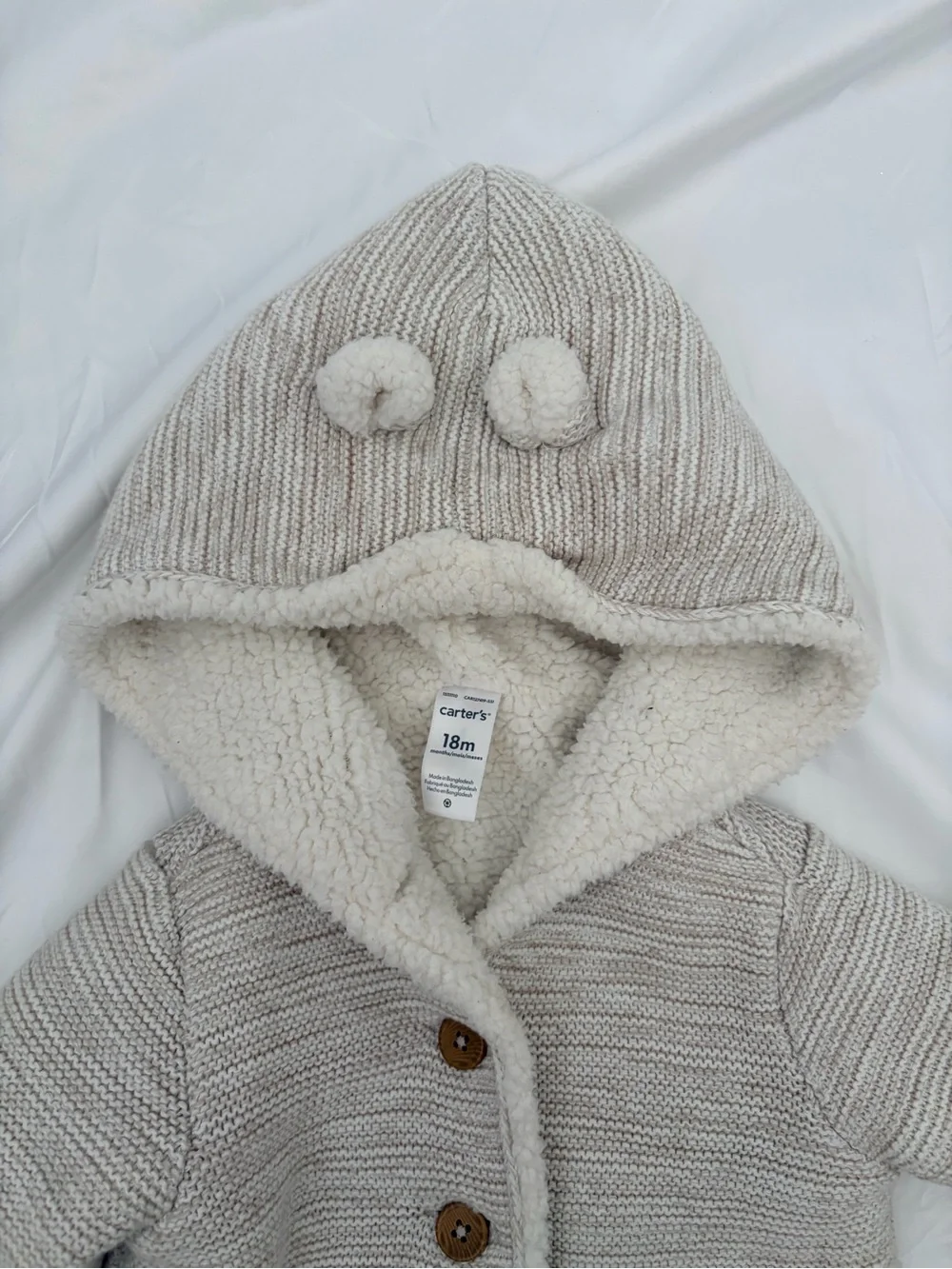 Carter's Cream Sherpa-Lined Knit Sweater